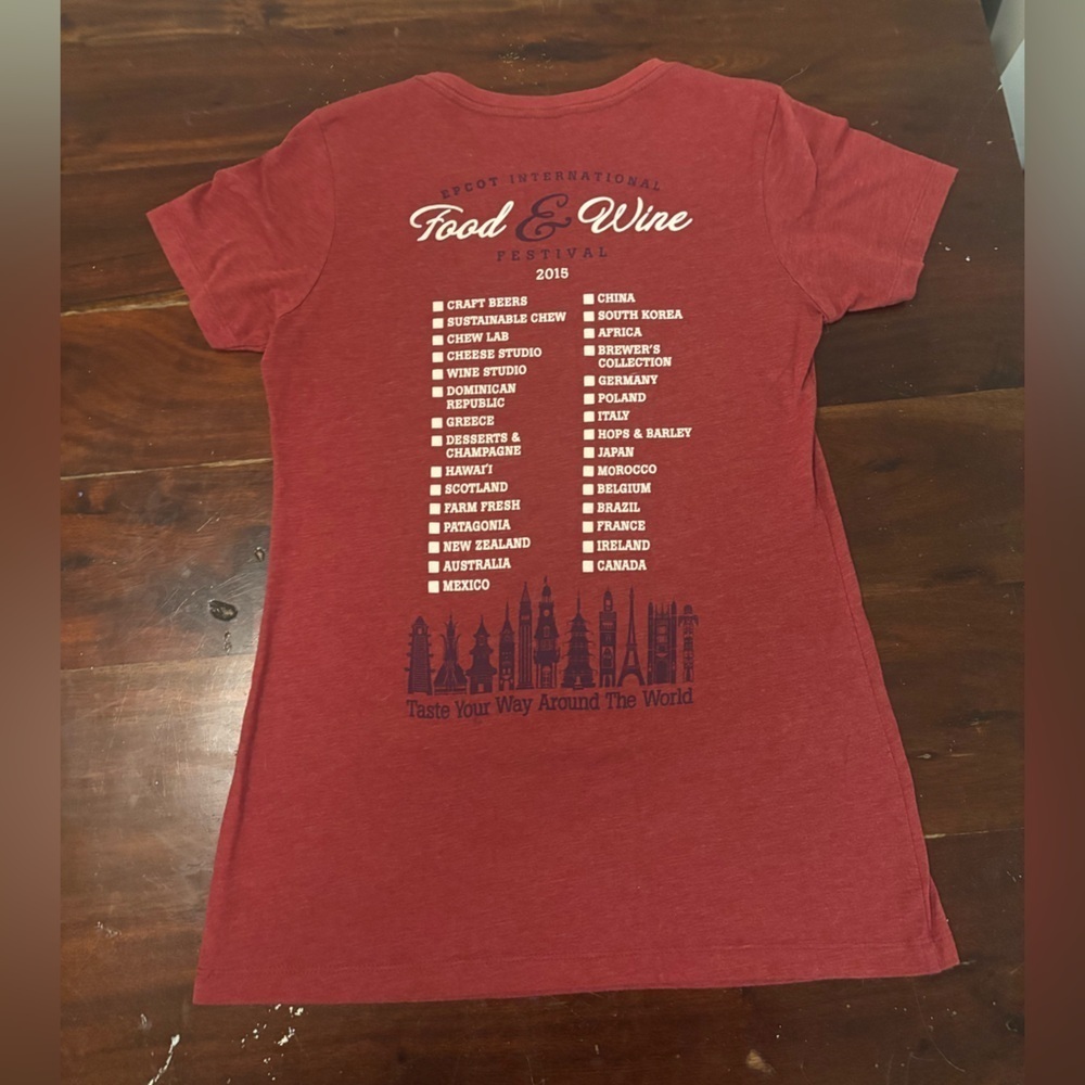 Disney Parks Epcot Food & Wine Festival 2015 T-Shirt – 20th Anniversary - Picture 2 of 3